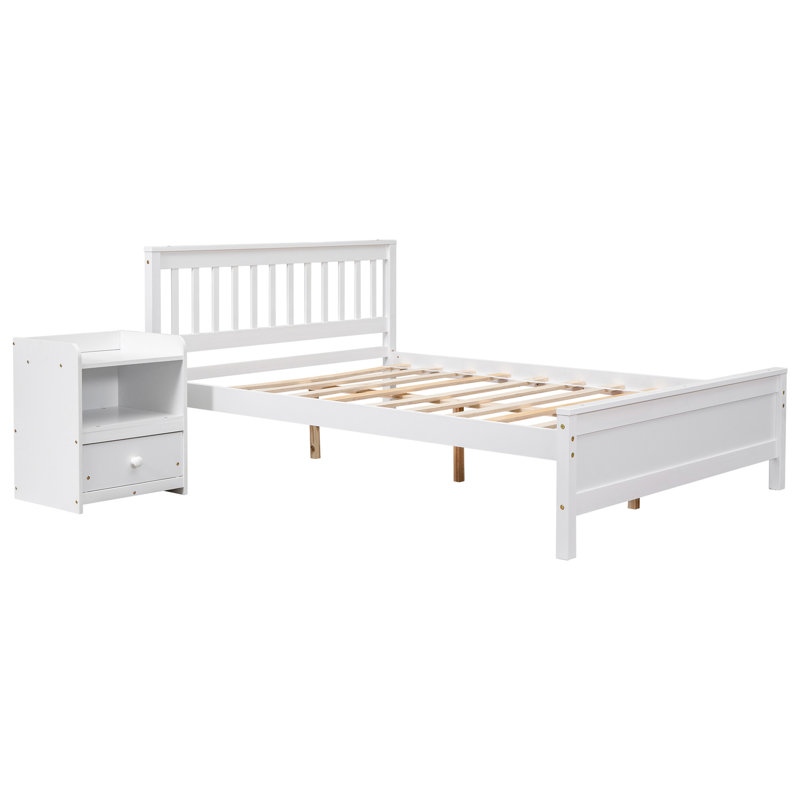 Ensemble de chambre à coucher 2 pièces, lit avec tête de lit et pied de lit Rista, Blanc, Double