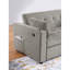 Causeuse-lit en velours côtelé gris L 57 po avec porte-gobelets, ports USB, poches pour magazines, coussins, capitonnage Luelle-1810739353