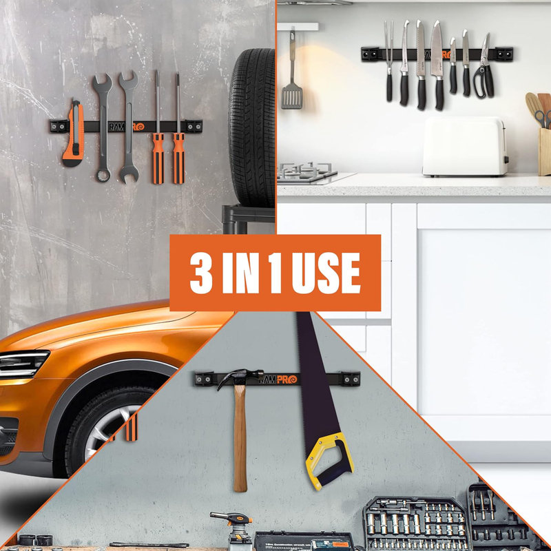 12" Magnetic Tool Holder Strip - A Tool Magnet Bar For Garage Organization, Shop Organization, And Workbench Accessories, Best Father's Day Gift, Easy To Install In Workshop, Mounting Screws Included.