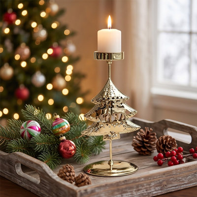 Décorations de Noël : bougeoirs de table en fer forgé, supports décoratifs pour table à manger et foyer, décorations de Noël pour la maison