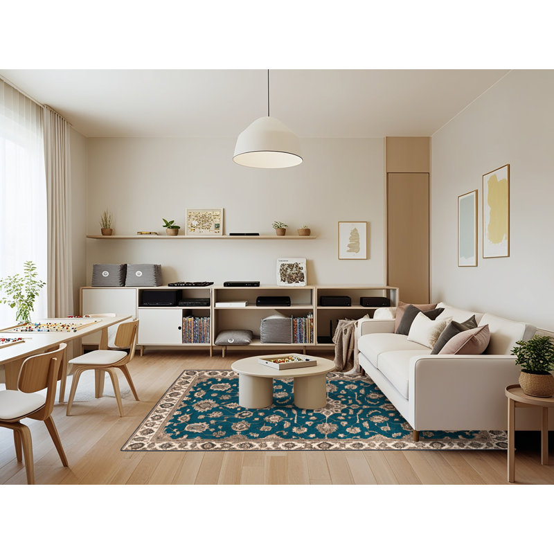 Tapis gris Tabriz lavable à la machine, Rectangle 7 pi x 9 pi