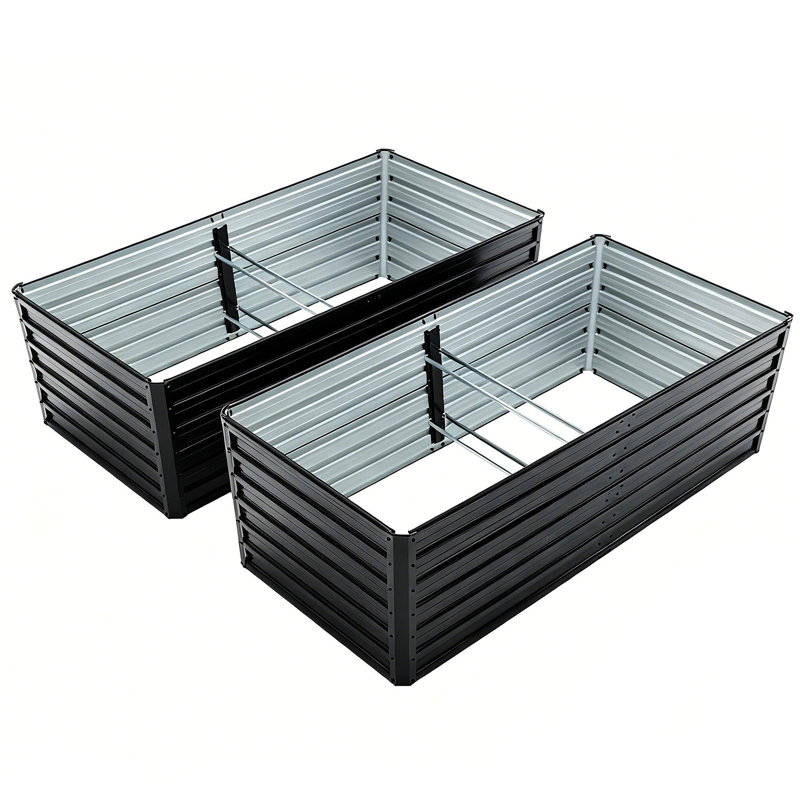 2-Pack 6X3x2 FT Galvanized Metal Raised Garden Beds, Reinforced Rustproof Colored Steel Planter Boxes For Vegetables, Flowers, Herbs And Succulents Outdoor