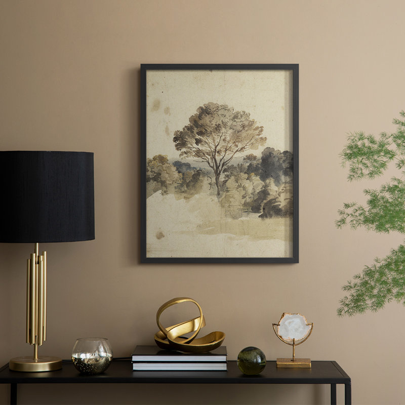 «Vintage Landscape CCLXI», reproduction encadrée - bois massif, Noir, noir, noir, noir, 15" H x 12" W