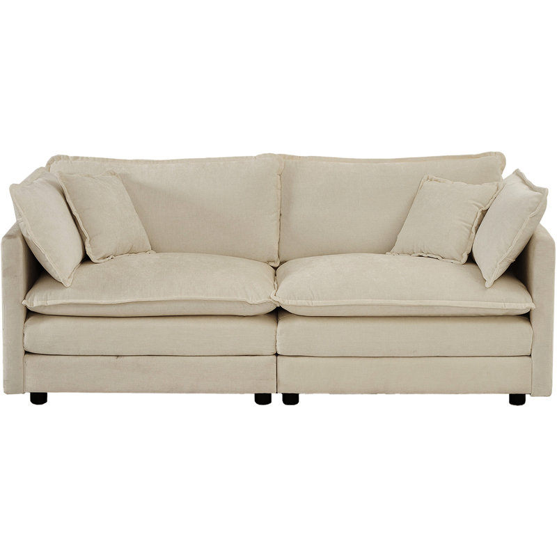 Ensemble de salon en chenille beige 2. Fabrication en bois. Rembourrage en éponge. Housse en tissu respirant. Des configurations de sièges polyvalentes. Assemblage simple requis en chenille: confortable et