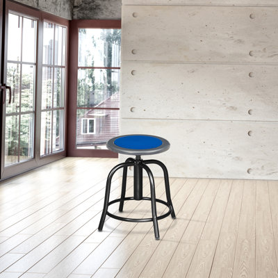 Vince  Swivel Stool with Steel Seat, Dark Blue