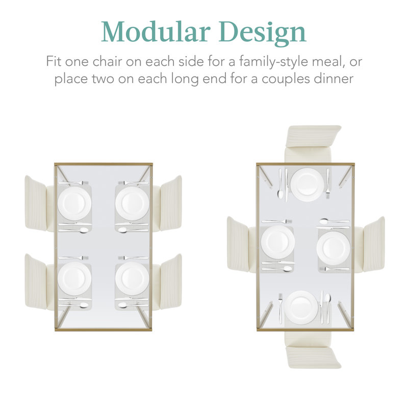 Modern 5-Piece Glass Dining Set with Faux Leather Chairs