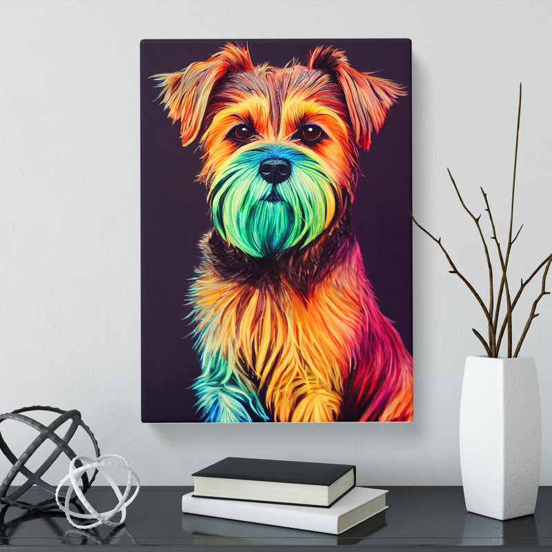 CAN-V0523-287X Border Terrier Crayon - Wrapped Canvas Print, 50cm H x 35cm W x 3cm D