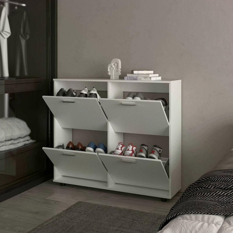 Armoire de rangement à chaussures inclinable avec plusieurs compartiments et design moderne