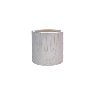Stoneware Planter With Embossed Design