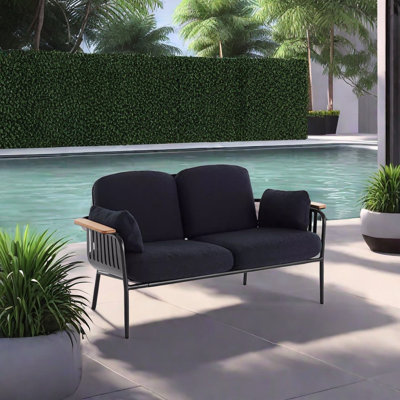 Nayda 59.05'' Wide Rectangle Aluminum Loveseat with Cushions