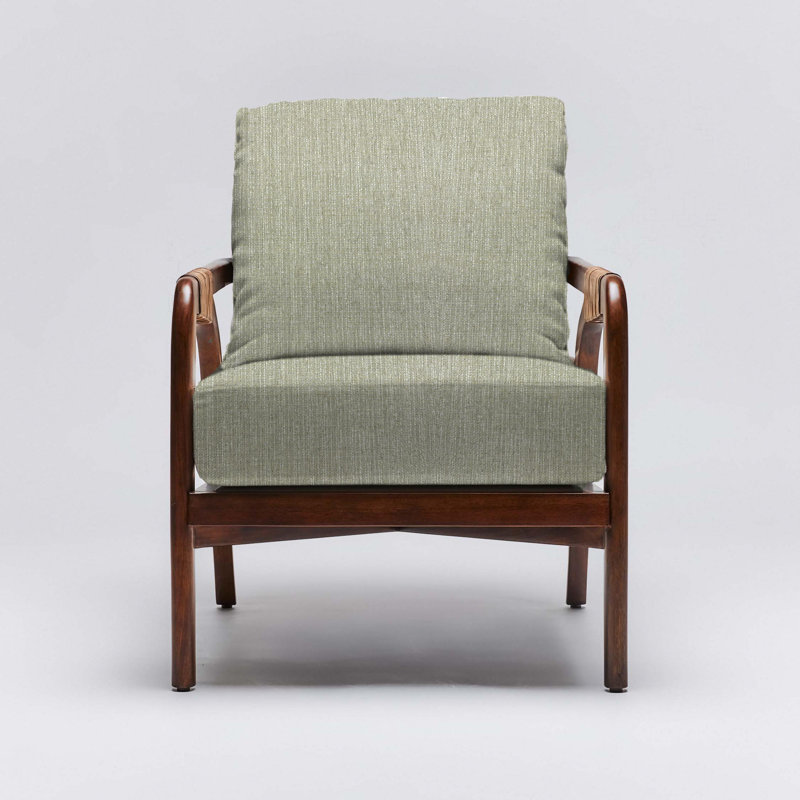 Delray Upholstered Armchair, Light Chestnut, Fern Linen Blend