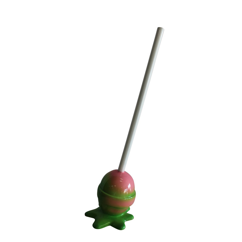 Très grande statue de sucette en fibre de verre verte et rose Shianna 10 po x 10 po x H 34 po, Vert