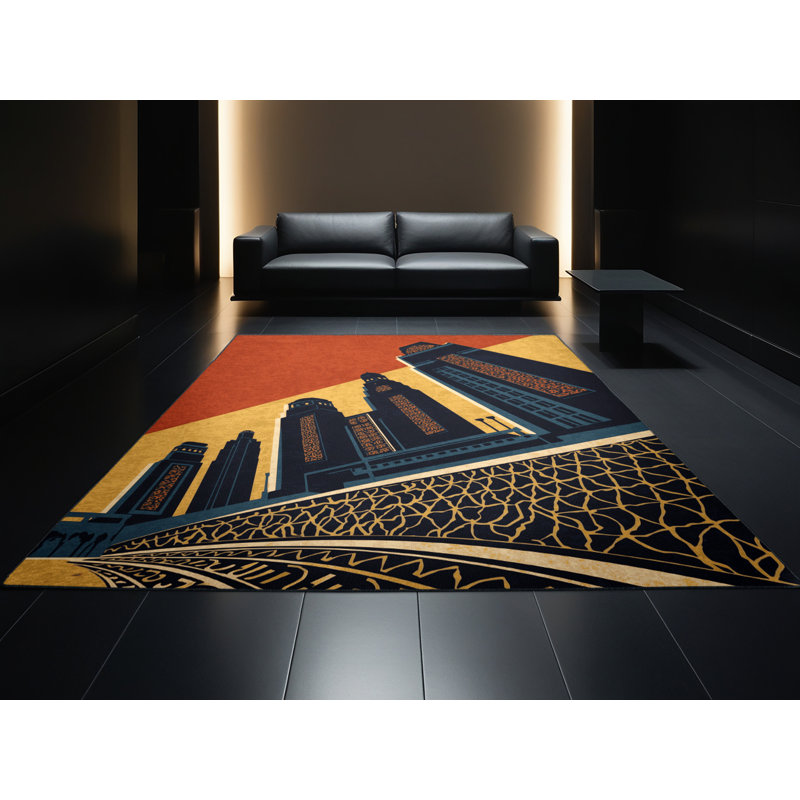 Machine Washable Paxon Global Inspired Moroccan Rug in Gray – Black Binding, 2x5