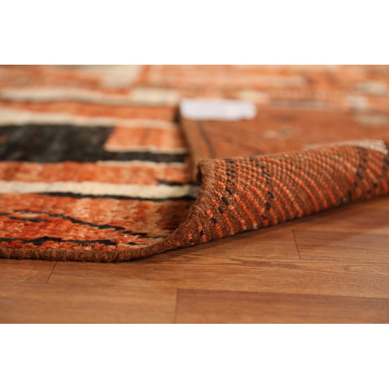 Orange Geometric Moroccan Oriental Area Rug 6x8