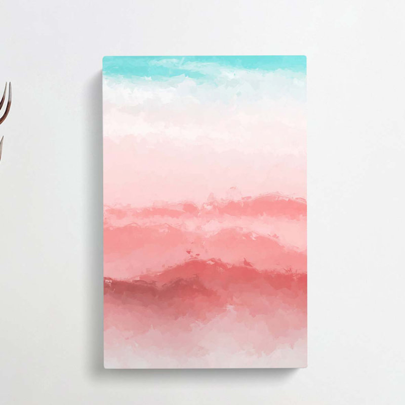 Pink Mountains In Abstract - Wrapped Canvas, 91cm H x 60cm W x 3cm D