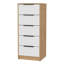 Commode 5 tiroirs, commode verticale - blanc / pin