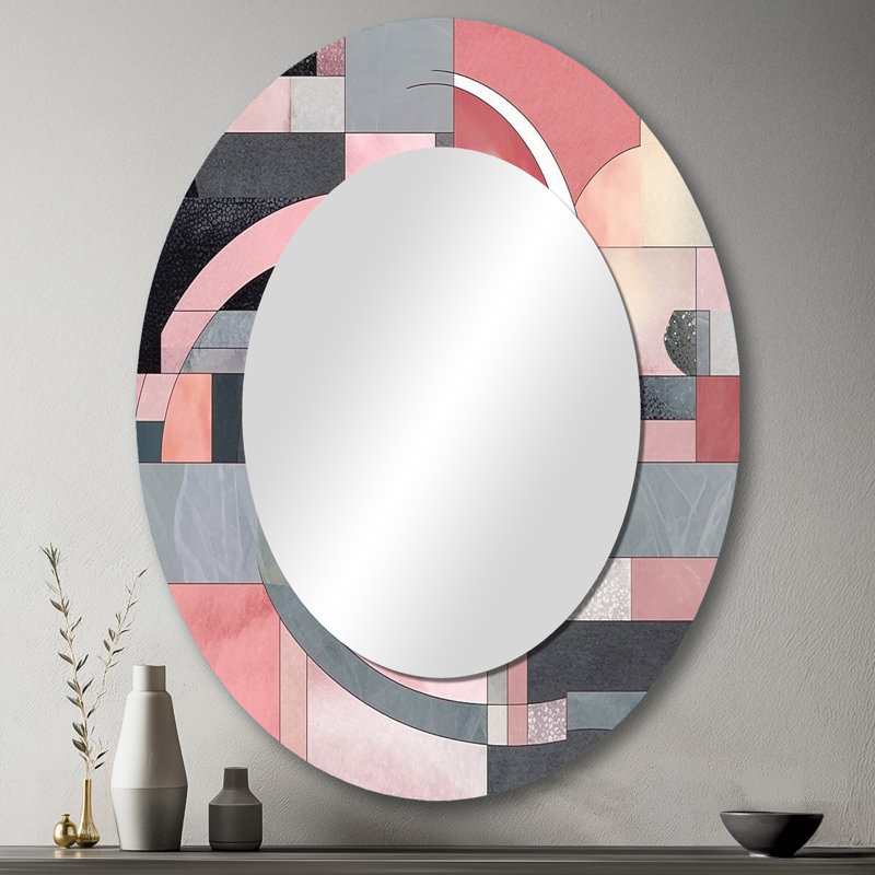 Miroir mural ovale rose Transcendent Angles I, 43 po x 33 po