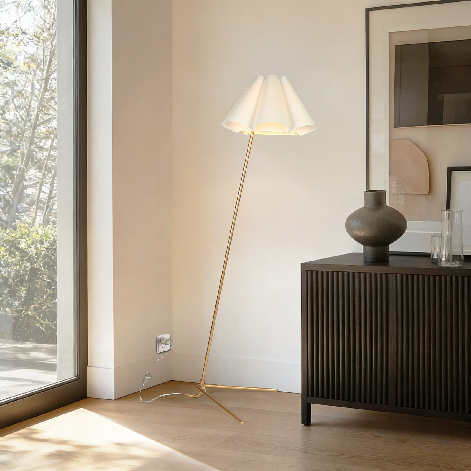 71" Dimmable Arched Floor Lamp, Gold