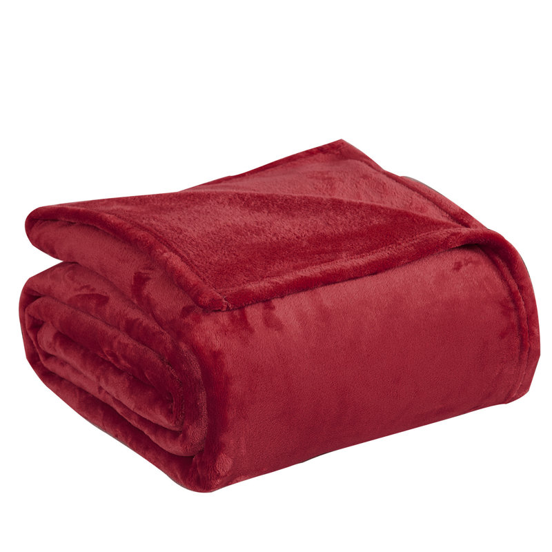  Couverture en flanelle de Noël de couleur unie, Simple, Rouge