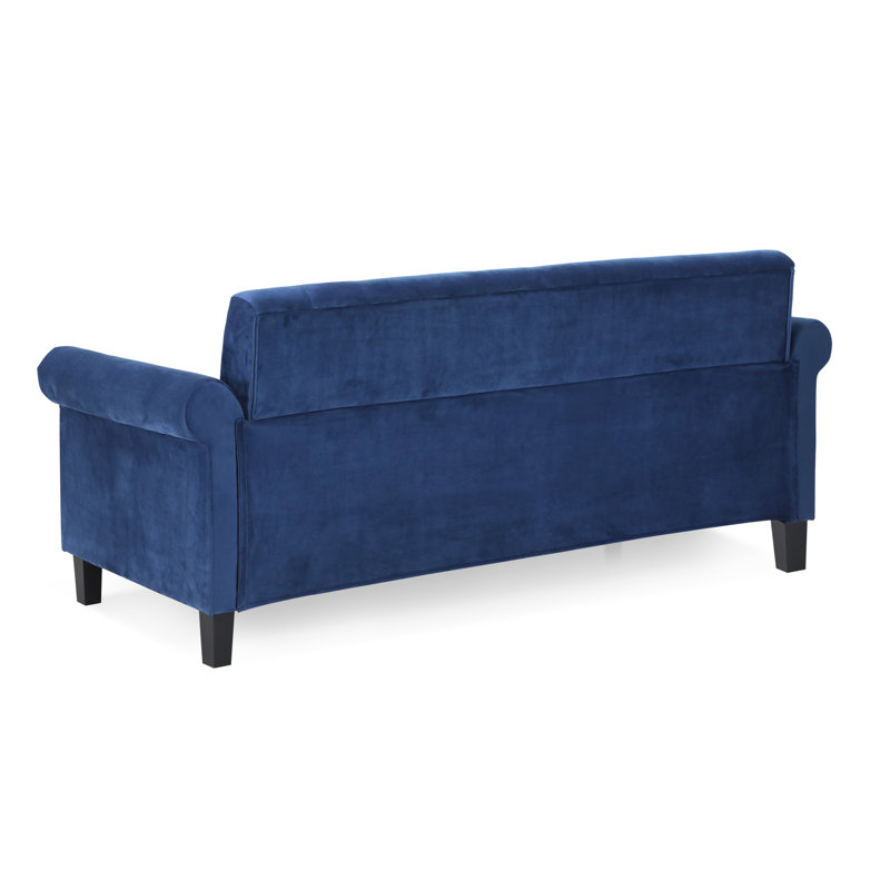 Geertruidenberg 78.8'' Upholstered Sofa, Navy Velvet