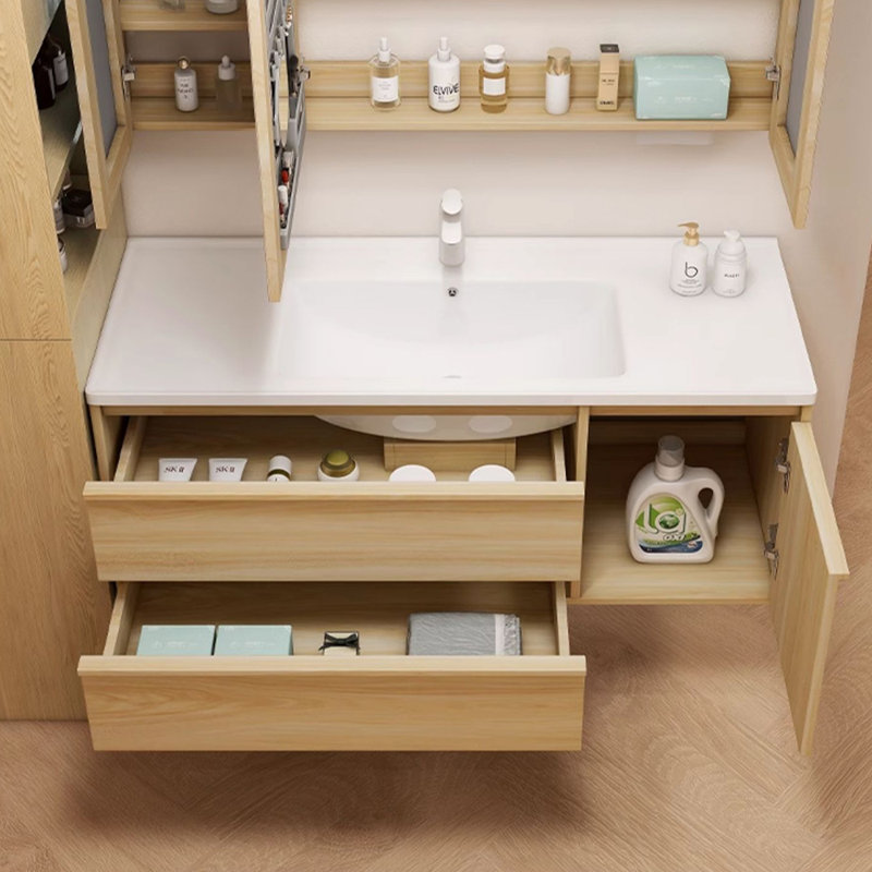 Armoire de salle de bain moderne en bois rond