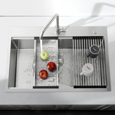 Stainless Steel 33"X22"X10" Undermount Kitchen Sink. Dark Grey, Single Bowl With Accessories, Speedy Drainage Function, Created Sink 33"X22" Undermount. Rapid Quality, Made