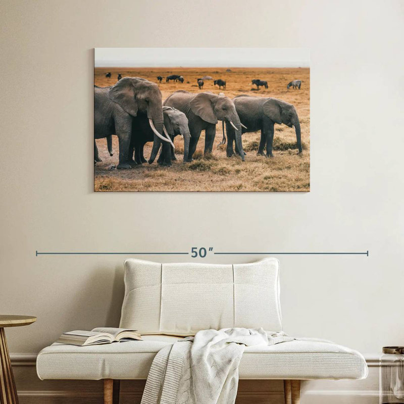 Brampt Amboseli Herd Of Elephants, 26" H x 39" W