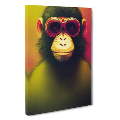 A Monkey In Glasses No.3 - Wrapped Canvas