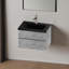 Meuble-lavabo mural moderne de 30 po avec lavabo en quartz noir et tiroirs à fermeture en douceur