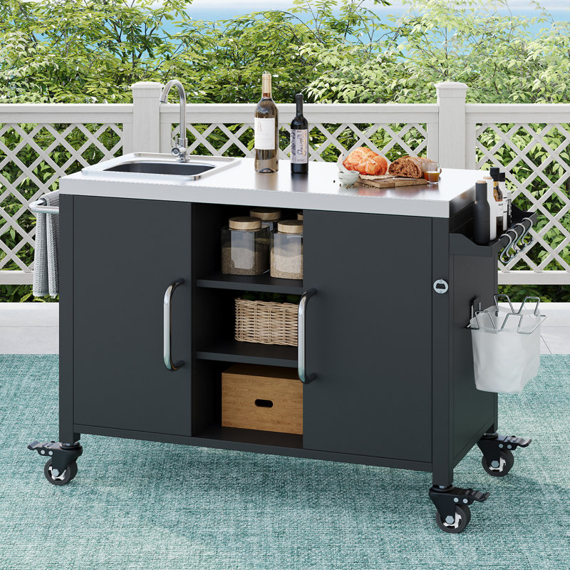 Îlot de cuisine avec évier 55,5 "