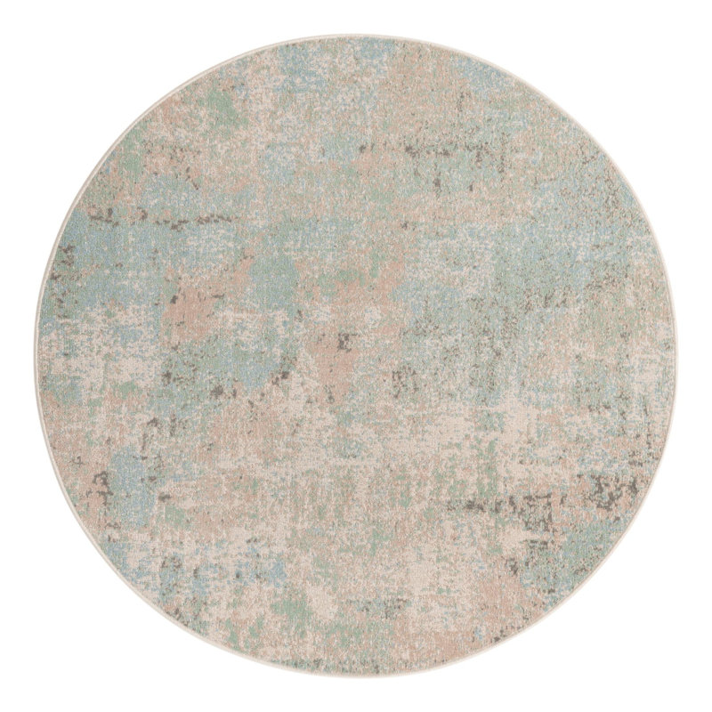 Brown/Teal Area Rug, Round 5'