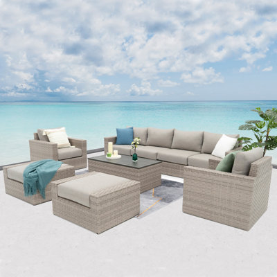 Avrahom 6-Person Wicker Patio Conversation Set