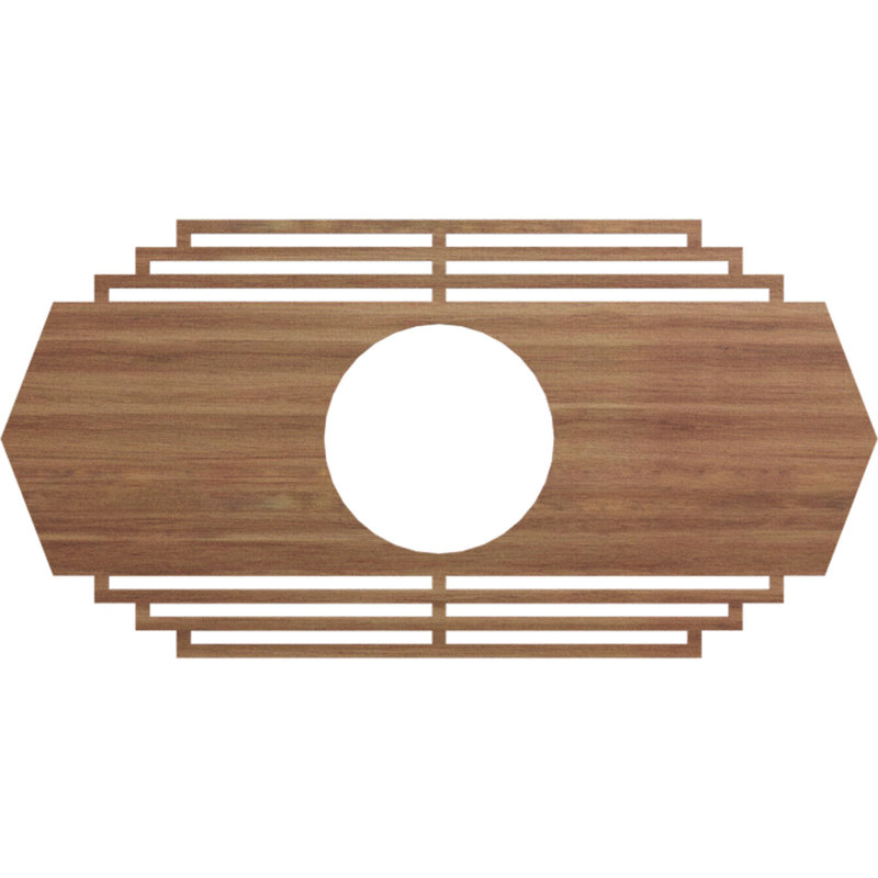Médaillon de plafond en bois Chrysler, Noyer, H 9 po x l 18 po x P 0,25 po