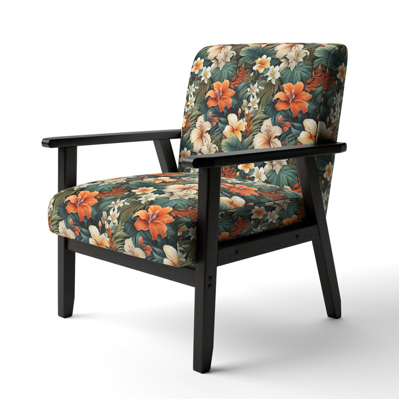 Tropical Greens Warm Earth Tones - Fauteuil rembourré côtier, fauteuil d'appoint vert