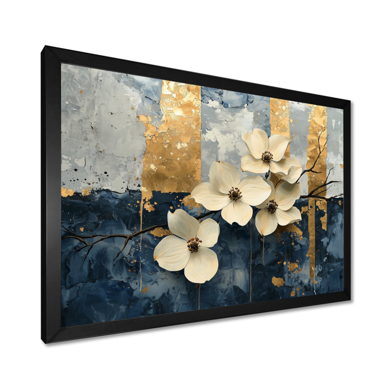 Imajae - Floral Wall Art, Reproduction encadrée d'une seule photo, Noir, noir, noir, noir, H 12 po x l 20 po