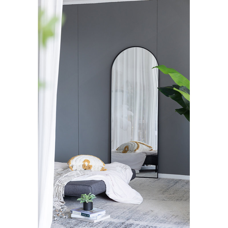 28X1x74" Celine Black Arch Body Mirror, Black
