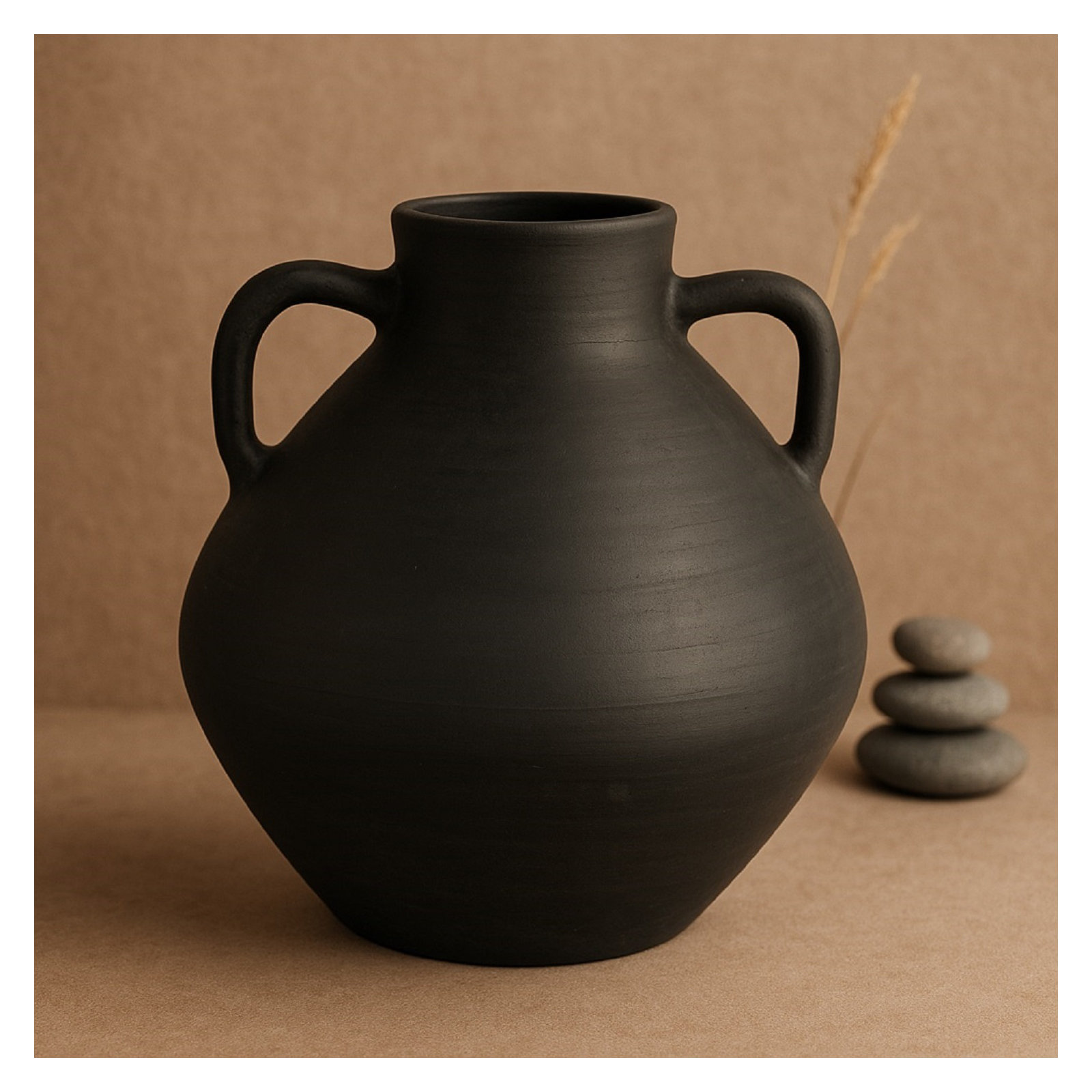 Paper Mache Vase Eco Mix White H 13.6" & Dia 11.8", Black 