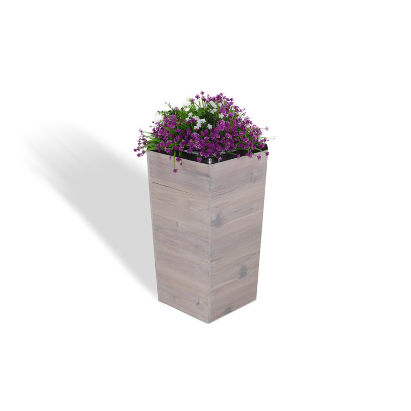 Boîte à fleurs en bois Campton, H 28 po x l 14 po x P 14 po, Blanc délavé