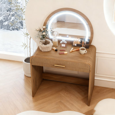 Élégante coiffeuse à maquillage avec écran tactile et tiroir, idéale pour les chambres à coucher modernes et un rangement efficace