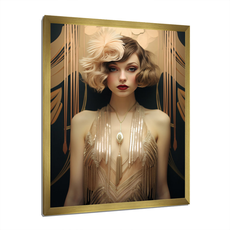 Art nouveau, élégant et glamour - impression, H 32 po x l 16 po x P 1 po, Cadre doré à une seule photo