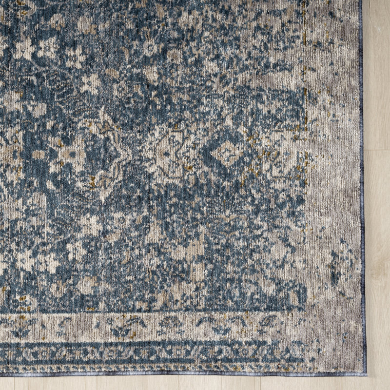 Tapis tissé à la machine Letigo Indigo Blossom, Rectangulaire 2 pi x 3 pi