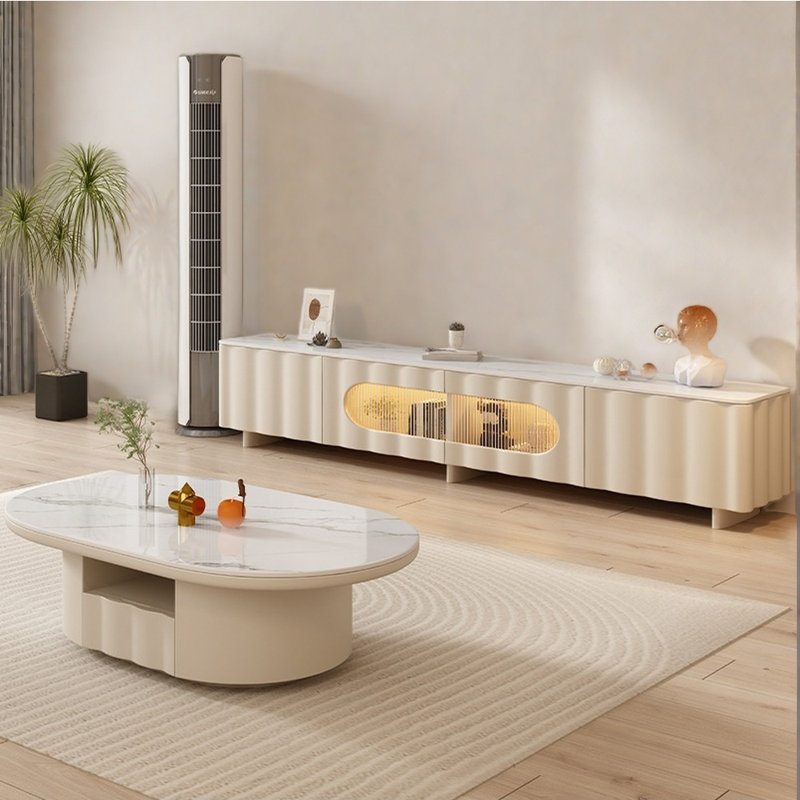 Meuble télé et table basse de style crème