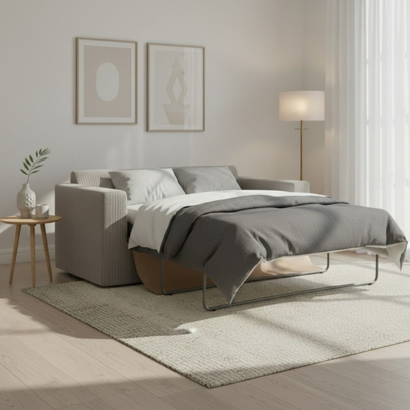 Cozy 3 Seater Sleeper Sofa Bed, Gray