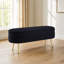 Banc de rangement ovale avec repose-pieds en tissu de flanelle et pieds en métal - Repose-pieds polyvalent et siège supplémentaire - Compartiment de rangement caché - Structure en bois franc durable et rembourrage en mousse