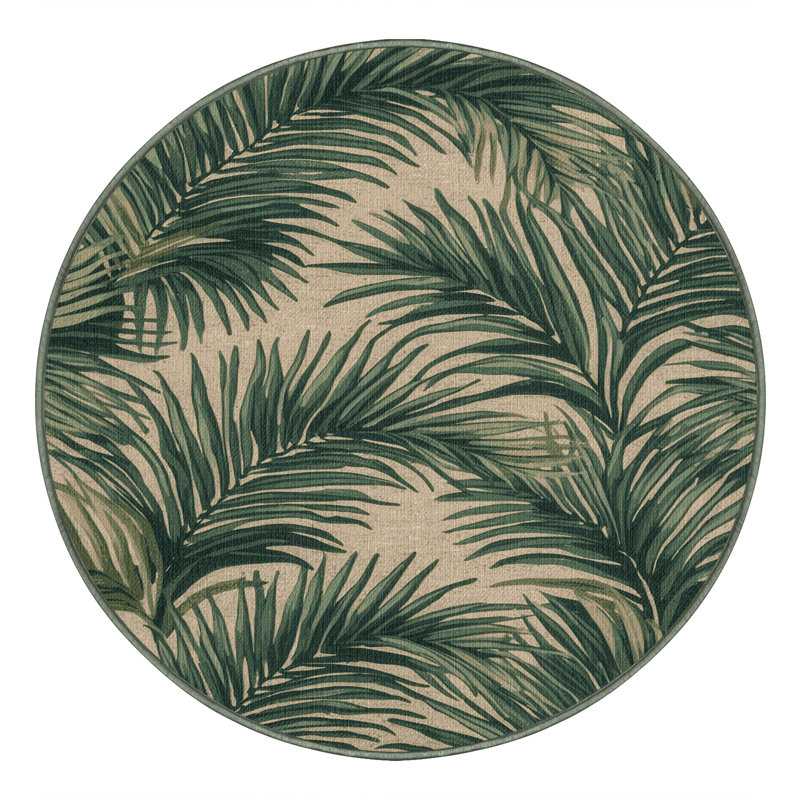  Tapis hawaïen lavable Palm Fronds, Rond 4 pi