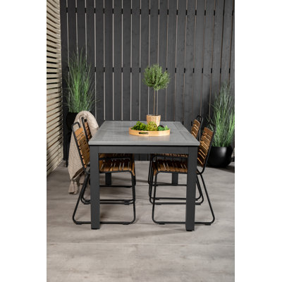 Jayesh 4 - Person Acacia Patio Dining Set with Extendable Rectangular Table