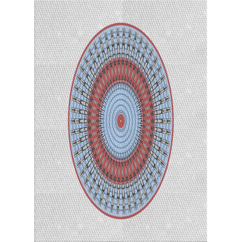 Tapis ivoire/bleu tissé à la machine, Rectangle 5 pi x 7 pi