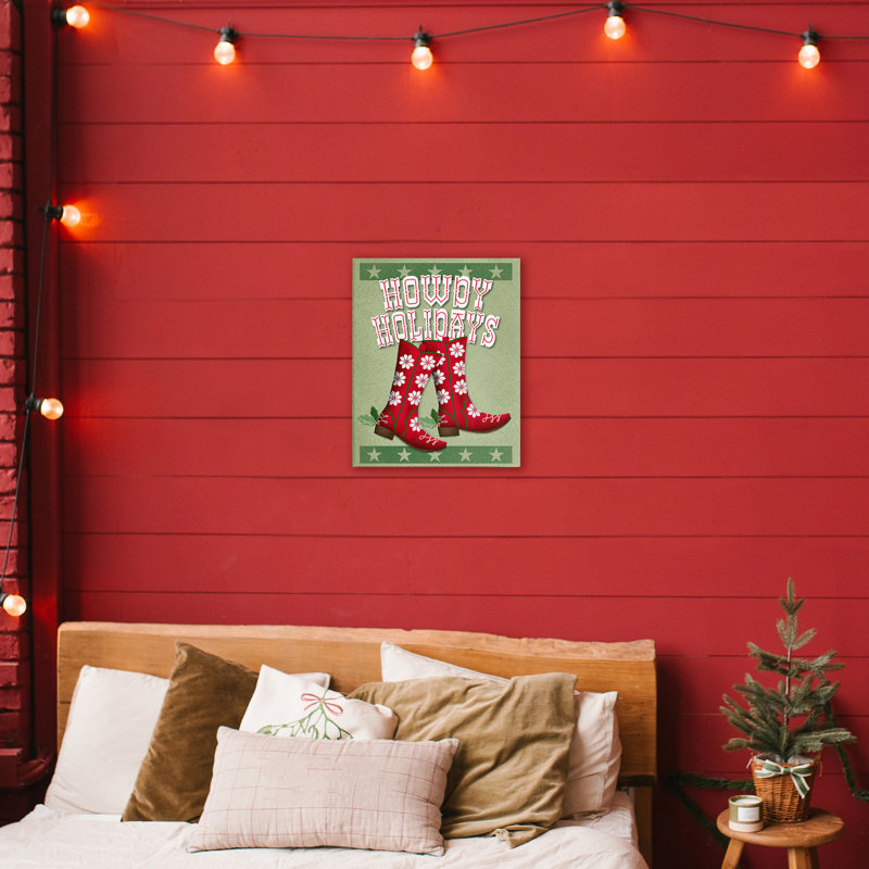 Toile de bottes de cowboy Howdy Holidays, design par Jilly Jack Designs, H 20 po x l 16 po