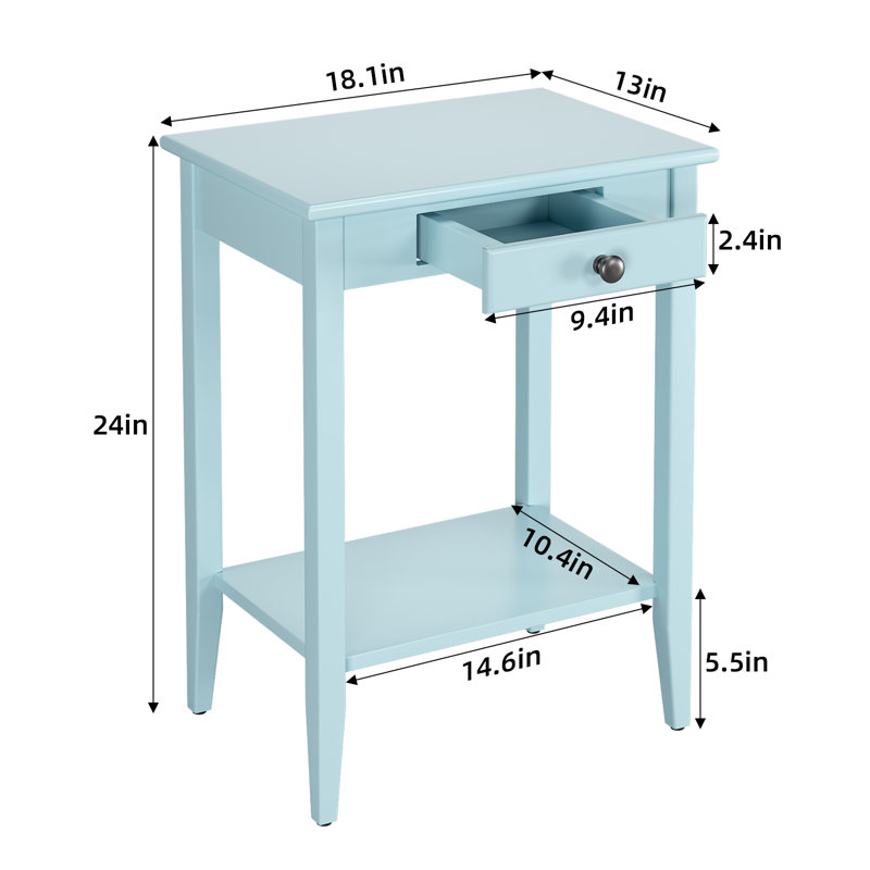 Table de bout avec rangement Kaeleen, Bleu