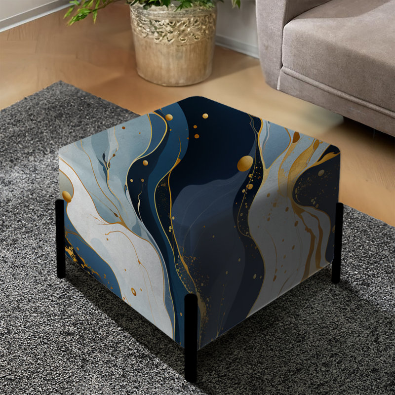 Bleu et rouge Marble Elegance - Repose-pieds carré en marbre